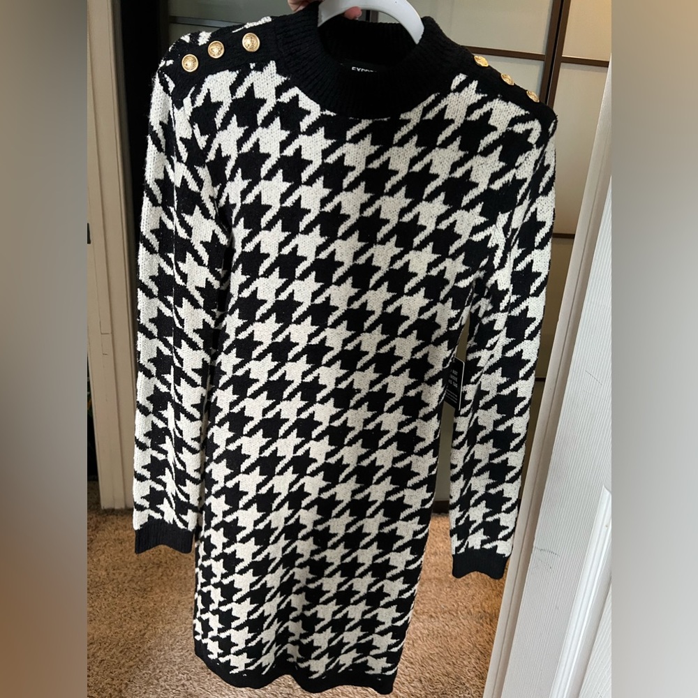 Houndstooth Sweater Dress